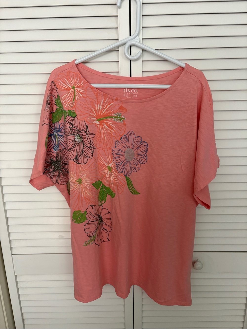 Denim & Co Dolman Sleeve Printed Top 2X